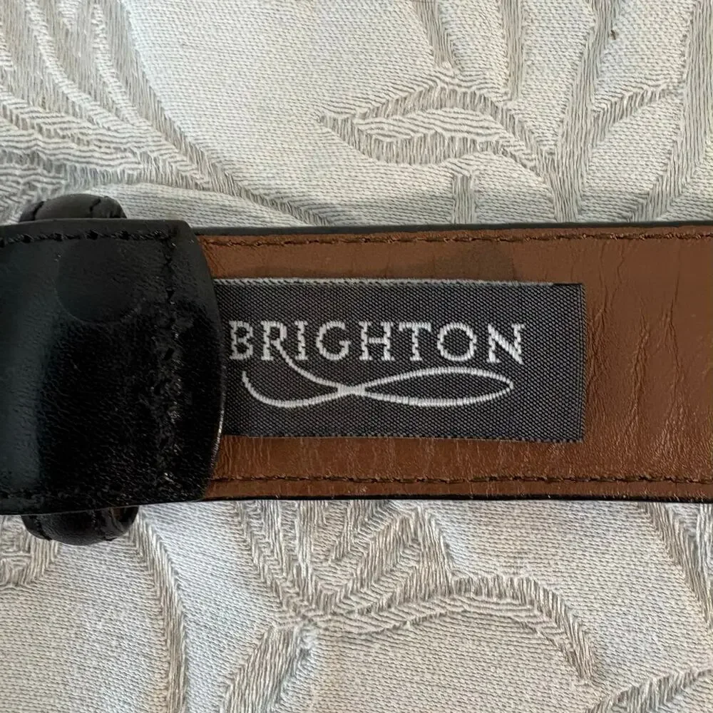 BRIGHTON Black Leather Belt E6703 Women's Sz 36 Western Southern Country Cowgirl